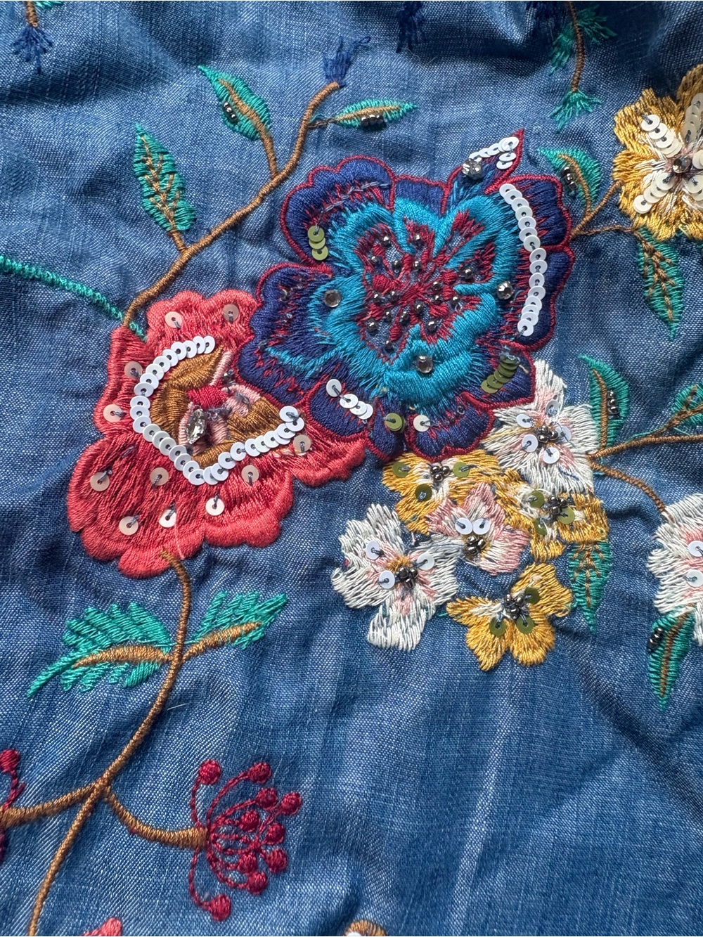Zara Trafaluc Embroidered/Embellished Denim Kimono Jacket. Size M. Textured - Picture 8 of 8